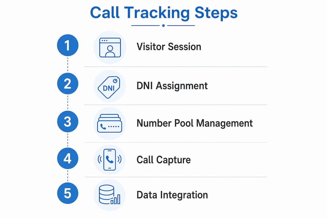 Infographic illustrating call tracking process steps