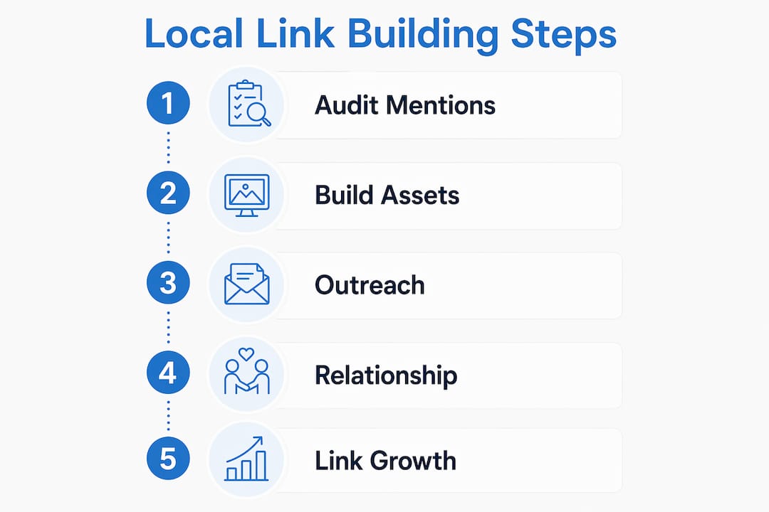 Infographic of local link building step process