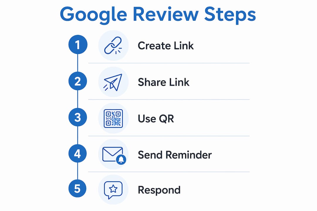Infographic showing steps to get more Google reviews