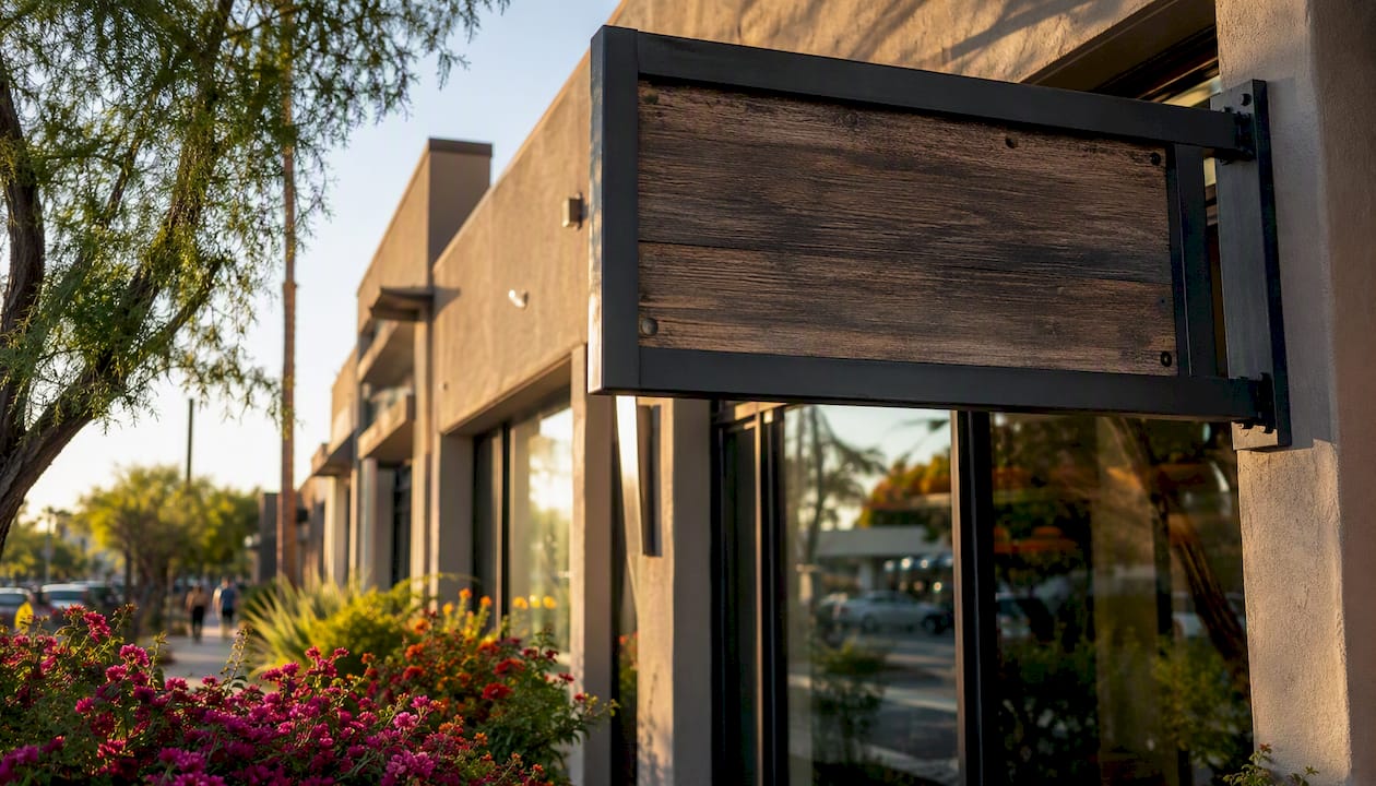 Local Scottsdale business sign on storefront