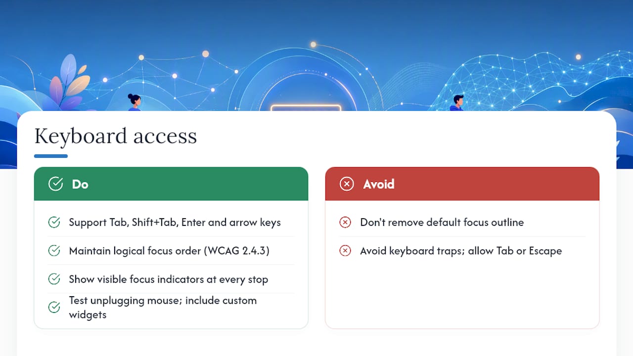 Diagram of keyboard access and focus order in web accessibility