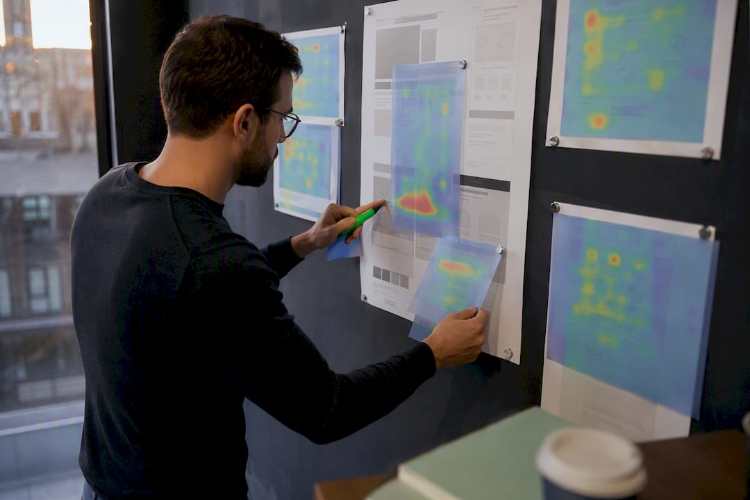 Analyst manually marking website heatmap data