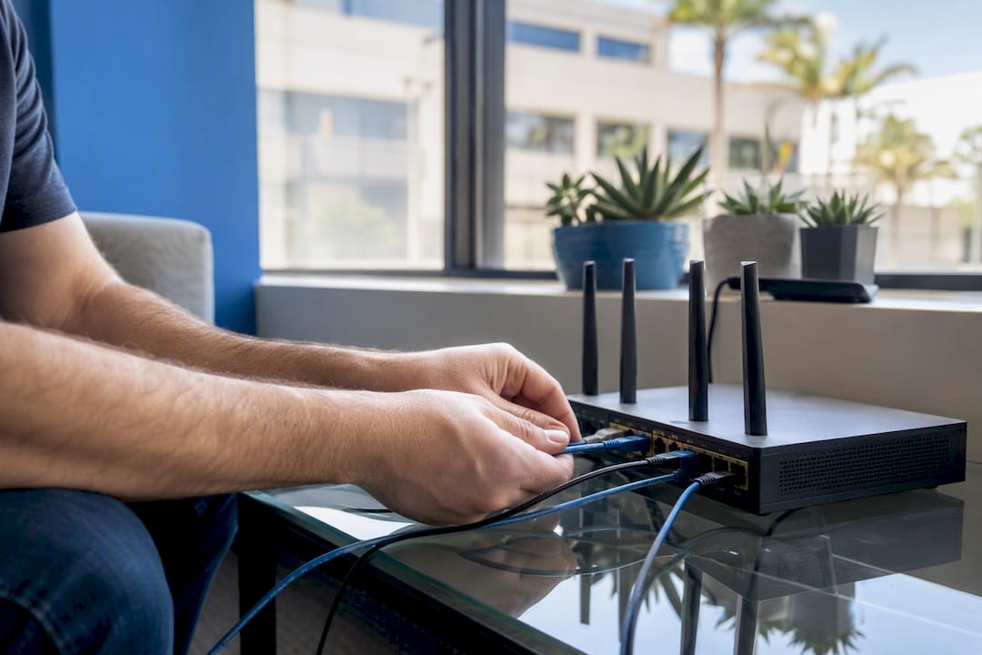 Hands performing SEO technical setup