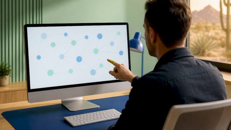 Analyst reviewing internal link pathways