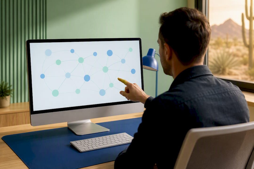 Analyst reviewing internal link pathways
