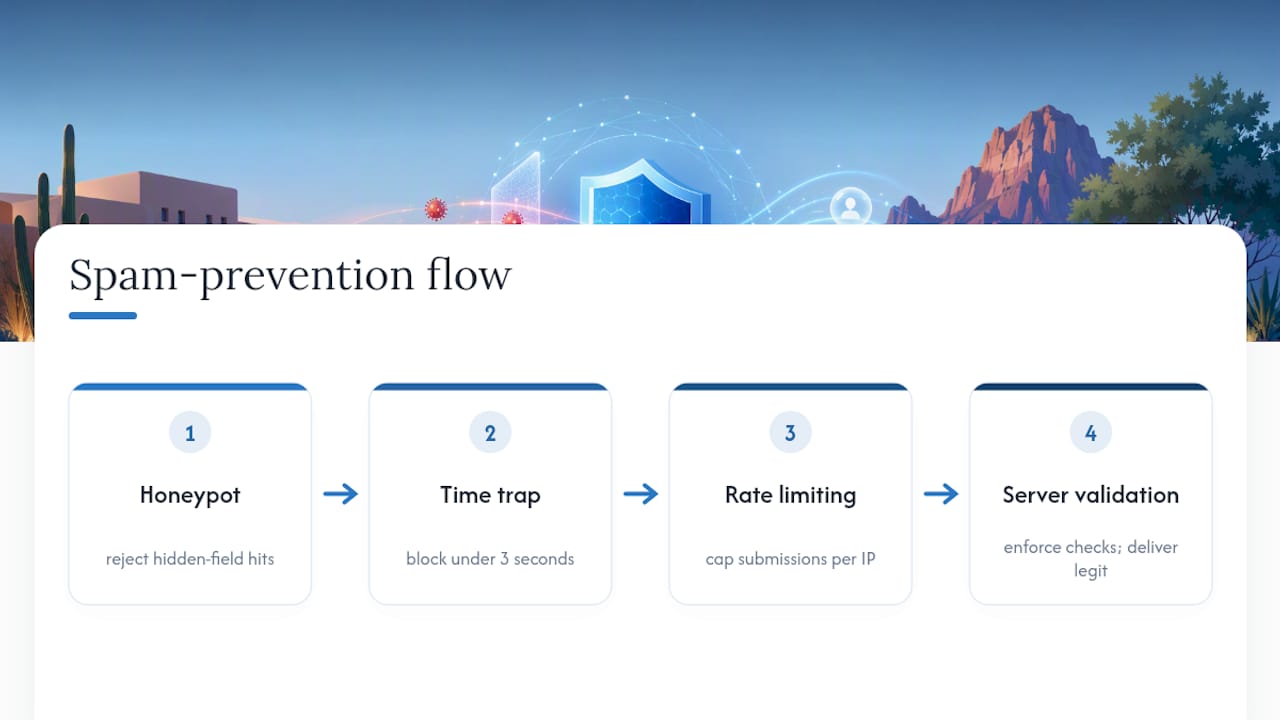 Contact form spam prevention workflow