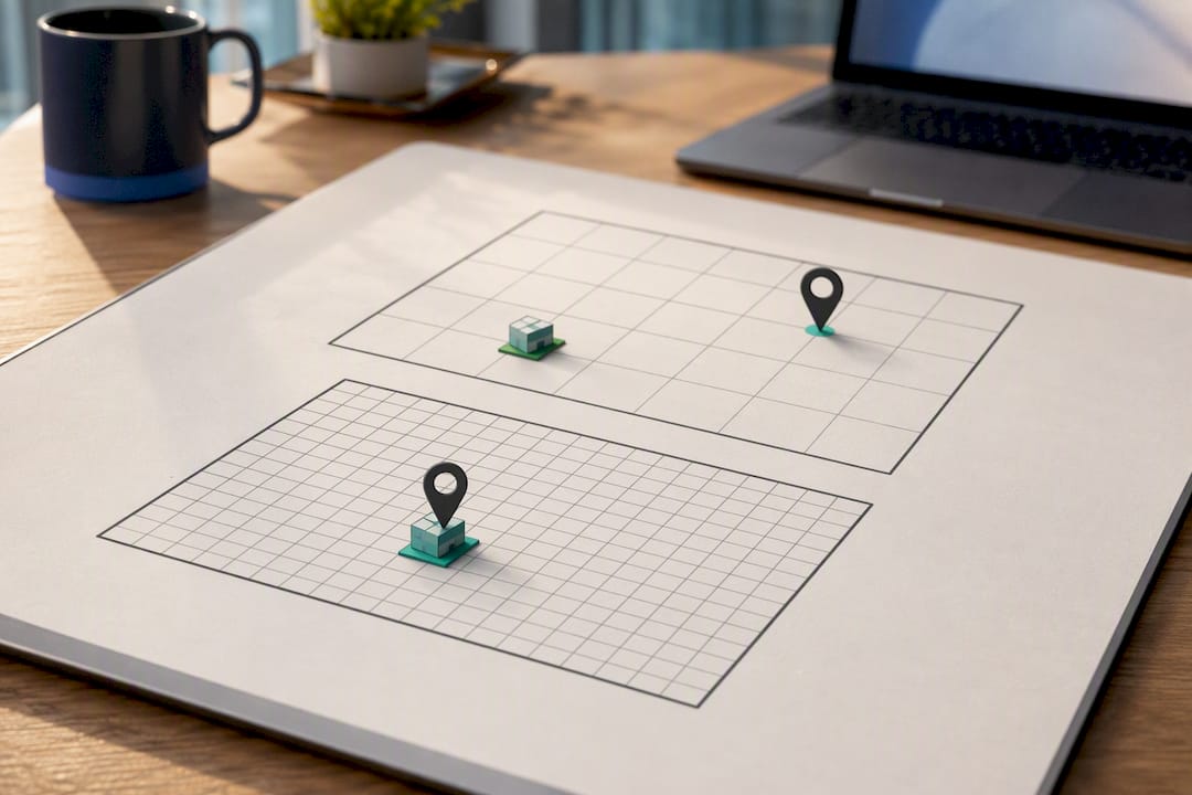 Illustration of precise business map coordinates