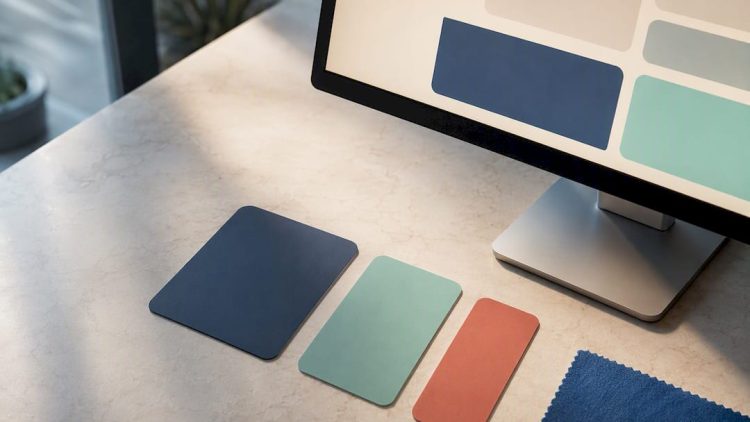 Website color palette shown on abstract interface