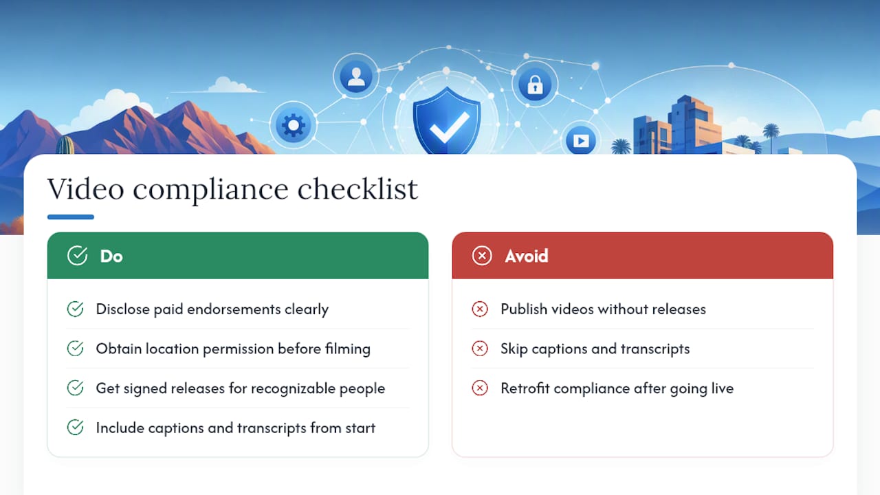 Local Regulations and Compliance Considerations for Video Content in Scottsdale — overview diagram