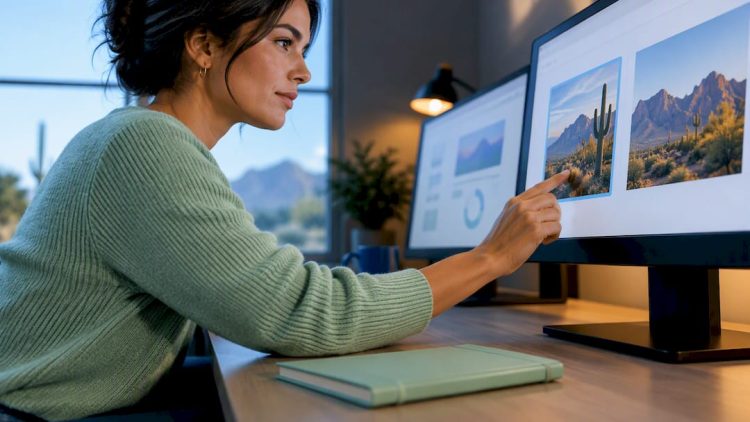 Specialist comparing optimized image versions