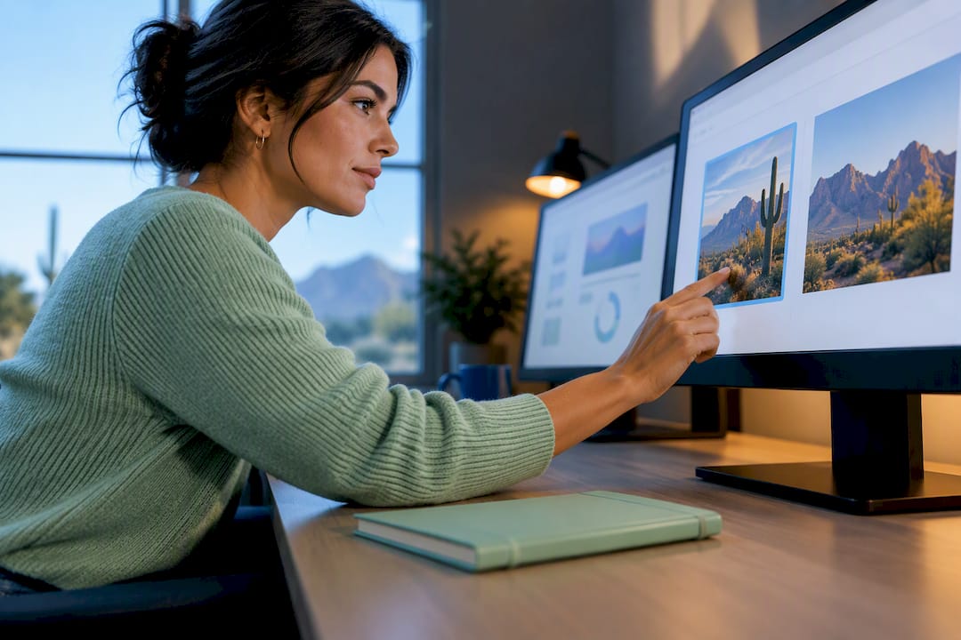Specialist comparing optimized image versions