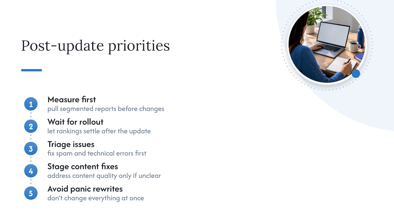 Priorities and pitfalls after a Google update — overview diagram