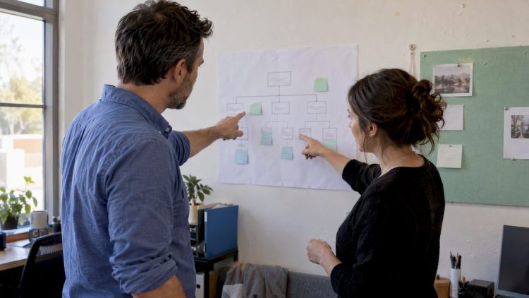 SEO strategist reviewing site architecture map