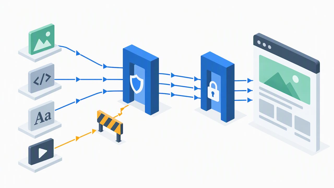 Illustration of mixed content being blocked