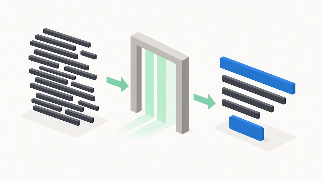 Dense copy transformed into concise page hierarchy