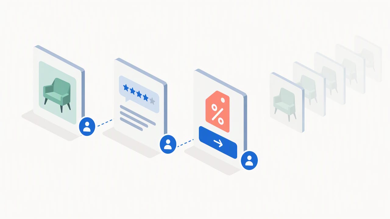 Three-stage sequential remarketing creative flow