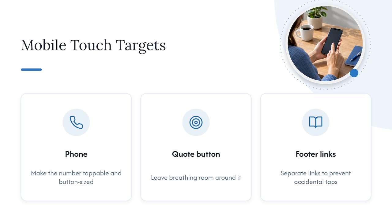 Three mobile touch target accessibility fixes