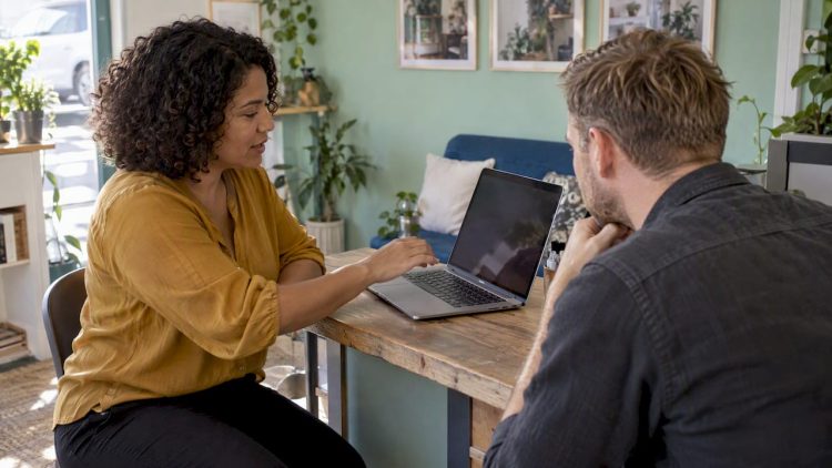 Business owner testing homepage clarity with a visitor