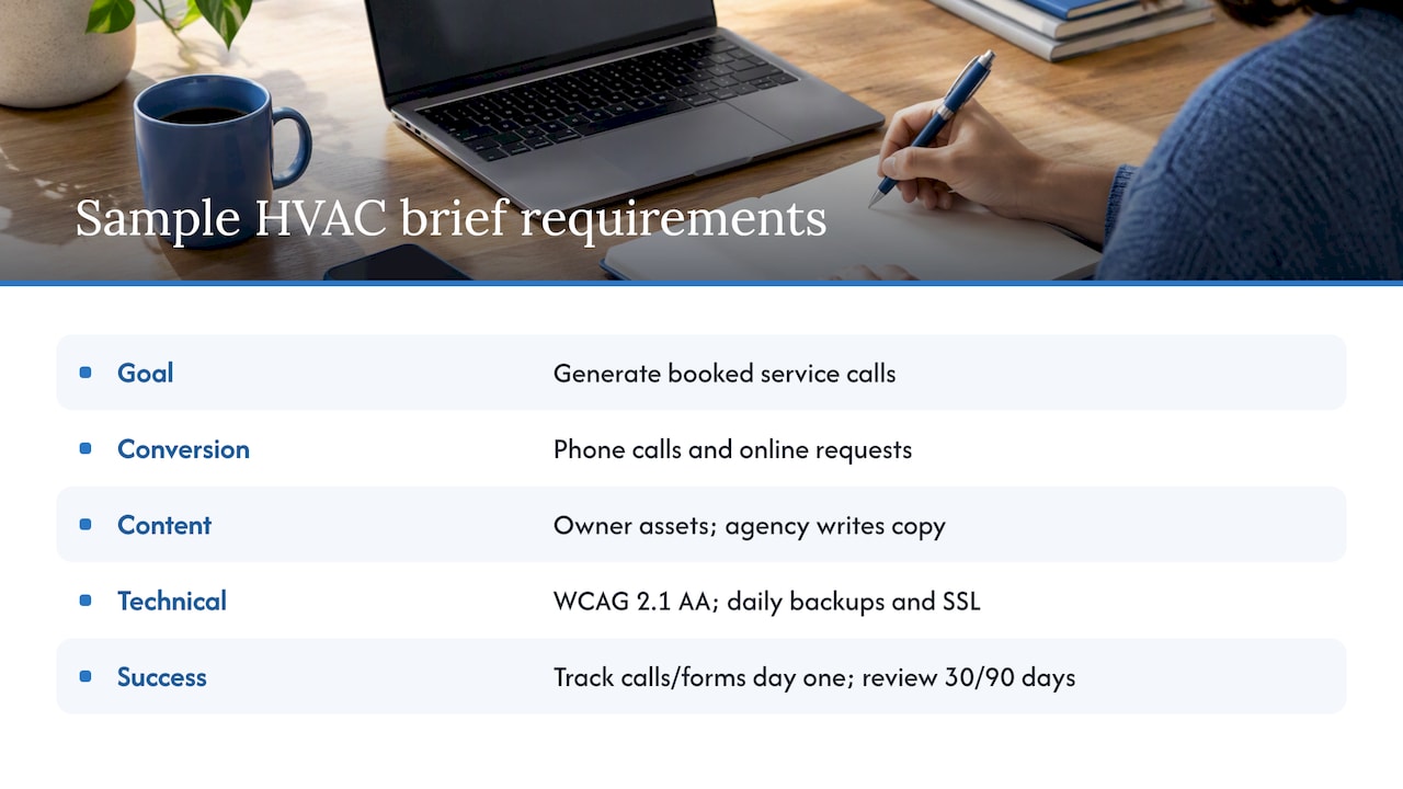 A sample brief for a local service business — overview diagram